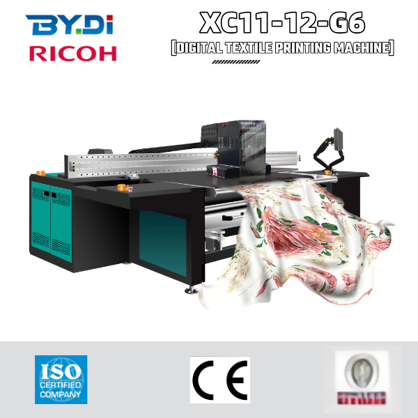 Digital textile printing machine with 12 pieces of Ricoh G6 print-head